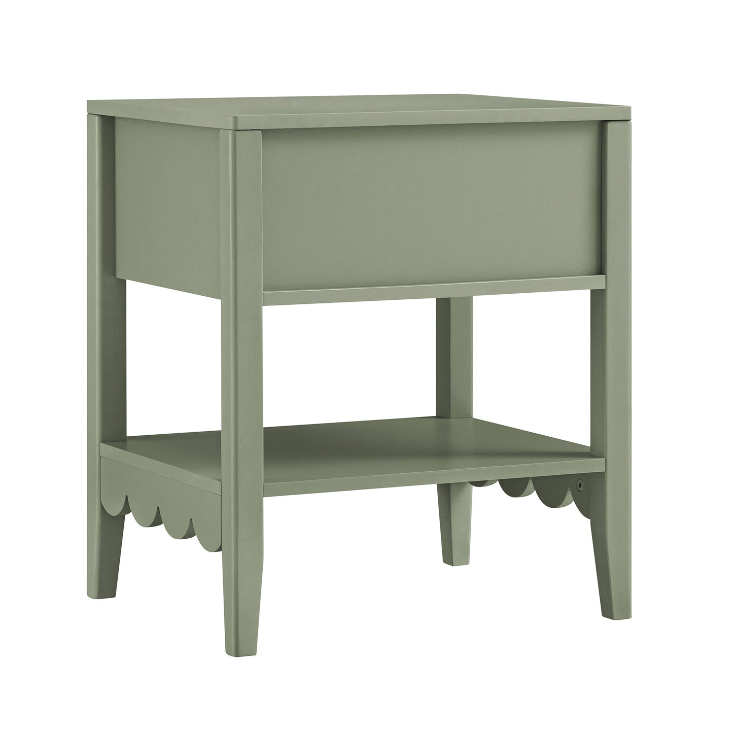 Table de chevet Henley à bords festonnés avec tiroir, vert sauge
