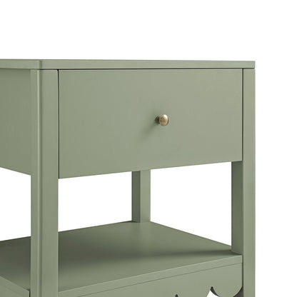 Table de chevet Henley à bords festonnés avec tiroir, vert sauge