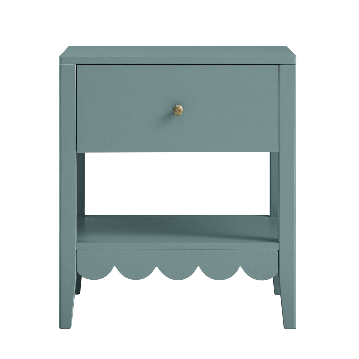 Table de chevet Henley à bords festonnés avec tiroir, épicéa bleu