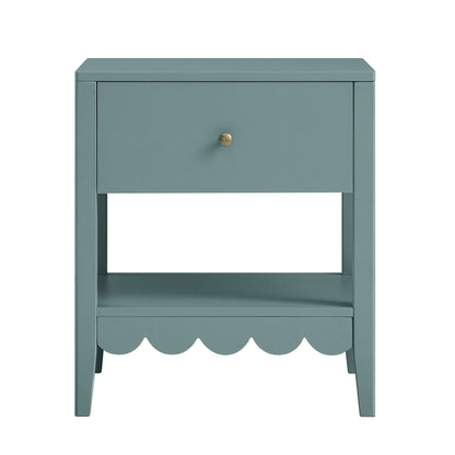 Table de chevet Henley à bords festonnés avec tiroir, épicéa bleu