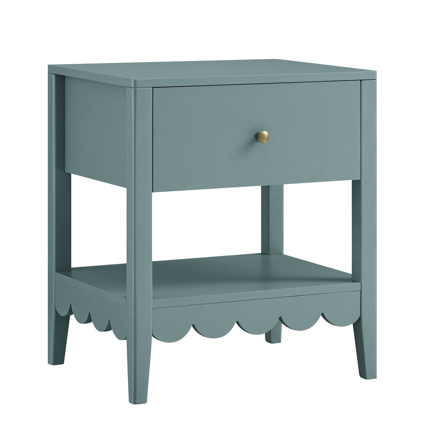 Table de chevet Henley à bords festonnés avec tiroir, épicéa bleu