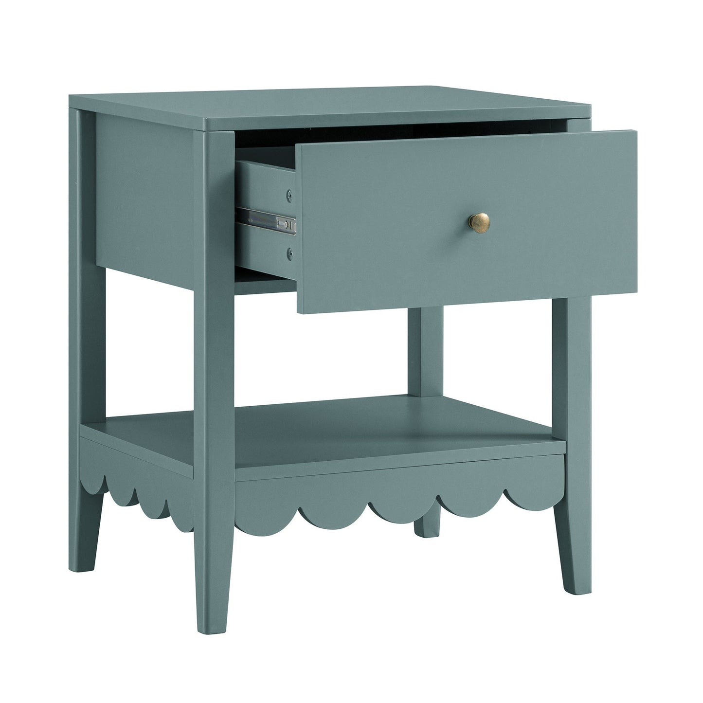 Table de chevet Henley à bords festonnés avec tiroir, épicéa bleu