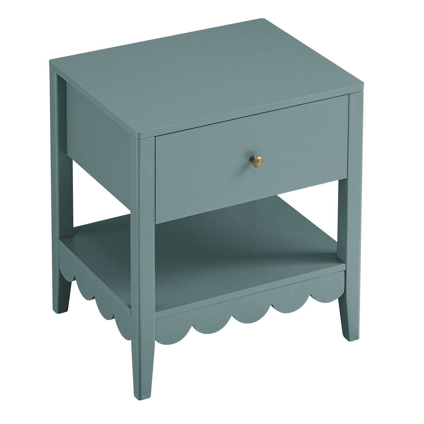 Table de chevet Henley à bords festonnés avec tiroir, épicéa bleu