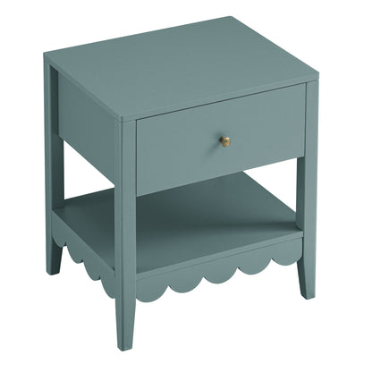 Table de chevet Henley à bords festonnés avec tiroir, épicéa bleu