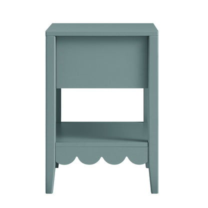 Table de chevet Henley à bords festonnés avec tiroir, épicéa bleu