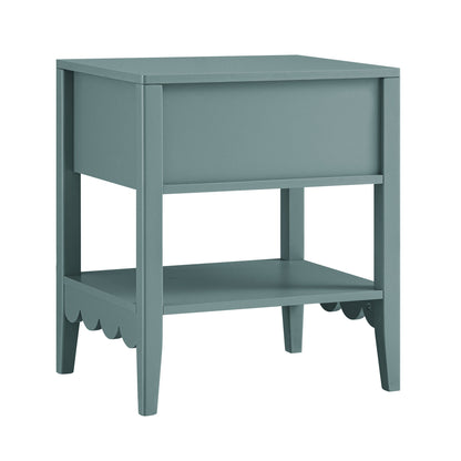 Table de chevet Henley à bords festonnés avec tiroir, épicéa bleu