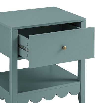 Table de chevet Henley à bords festonnés avec tiroir, épicéa bleu