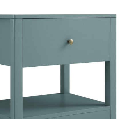 Table de chevet Henley à bords festonnés avec tiroir, épicéa bleu