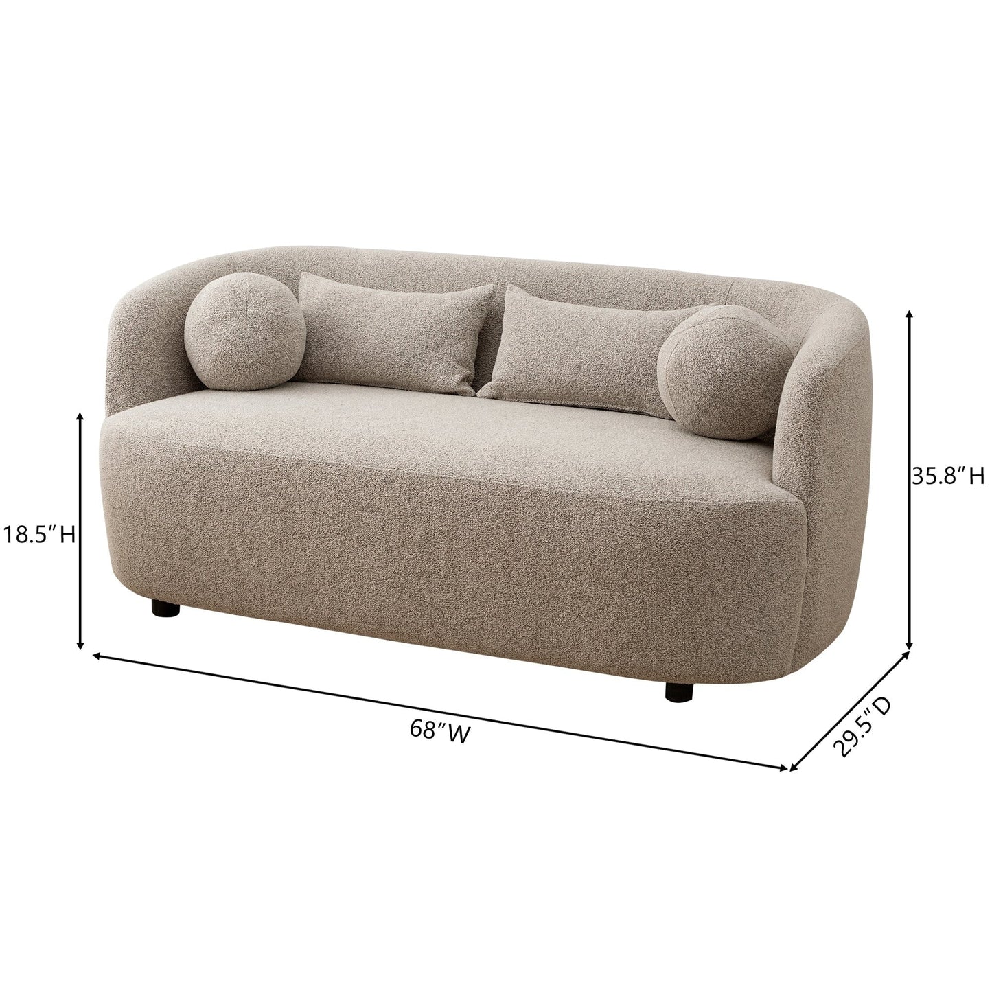 Causeuse 2 places rembourrée KINWELL Boucle avec oreillers