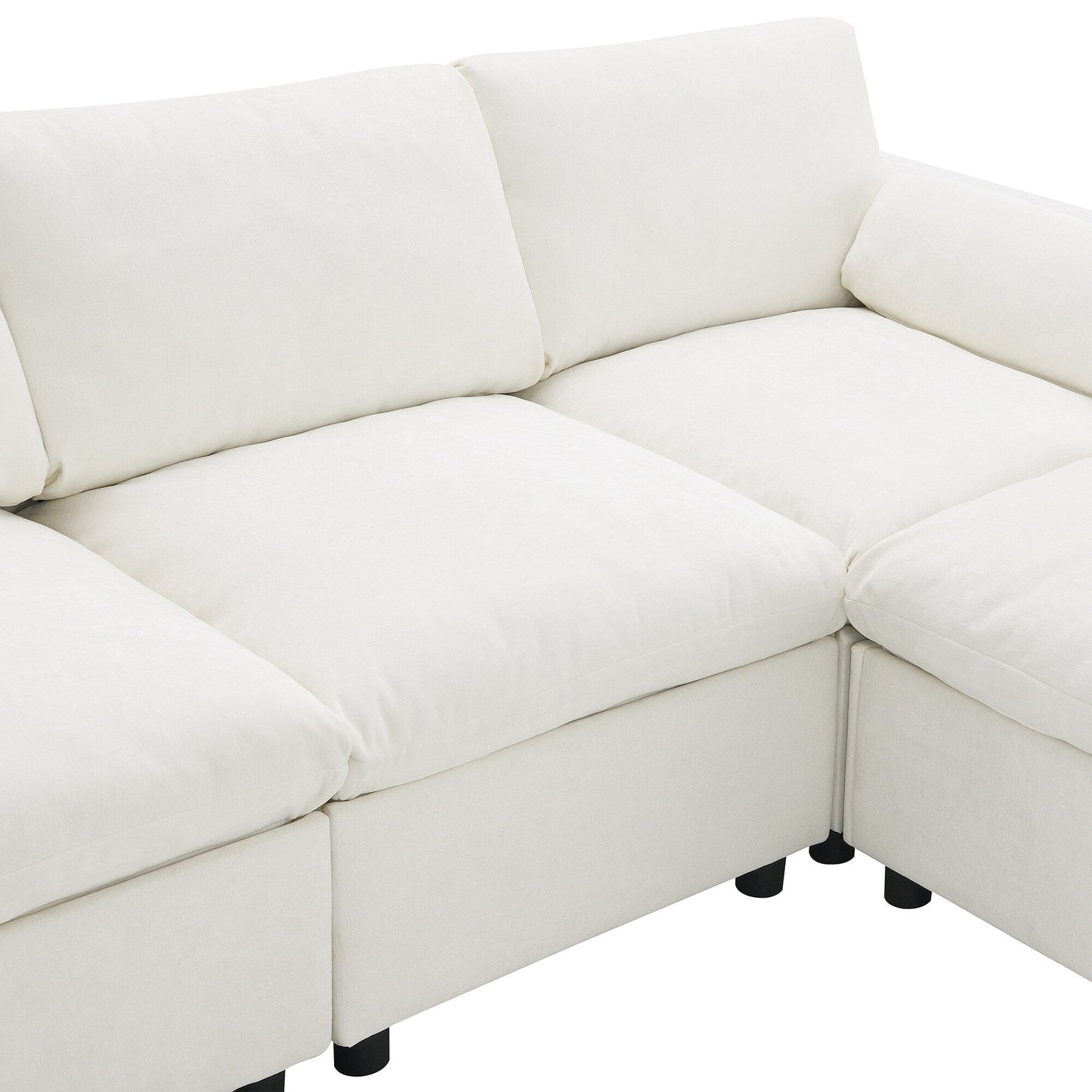 Canapé modulaire sectionnel en chenille avec poches de rangement, ensemble de canapé en U 5 places avec coussins, canapé Cloud avec 2 poufs amovibles