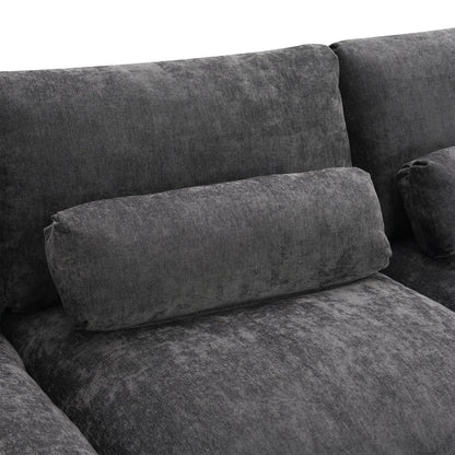 Canapé modulaire sectionnel en chenille avec poches de rangement, ensemble de canapé en U 5 places avec coussins, canapé Cloud avec 2 poufs amovibles