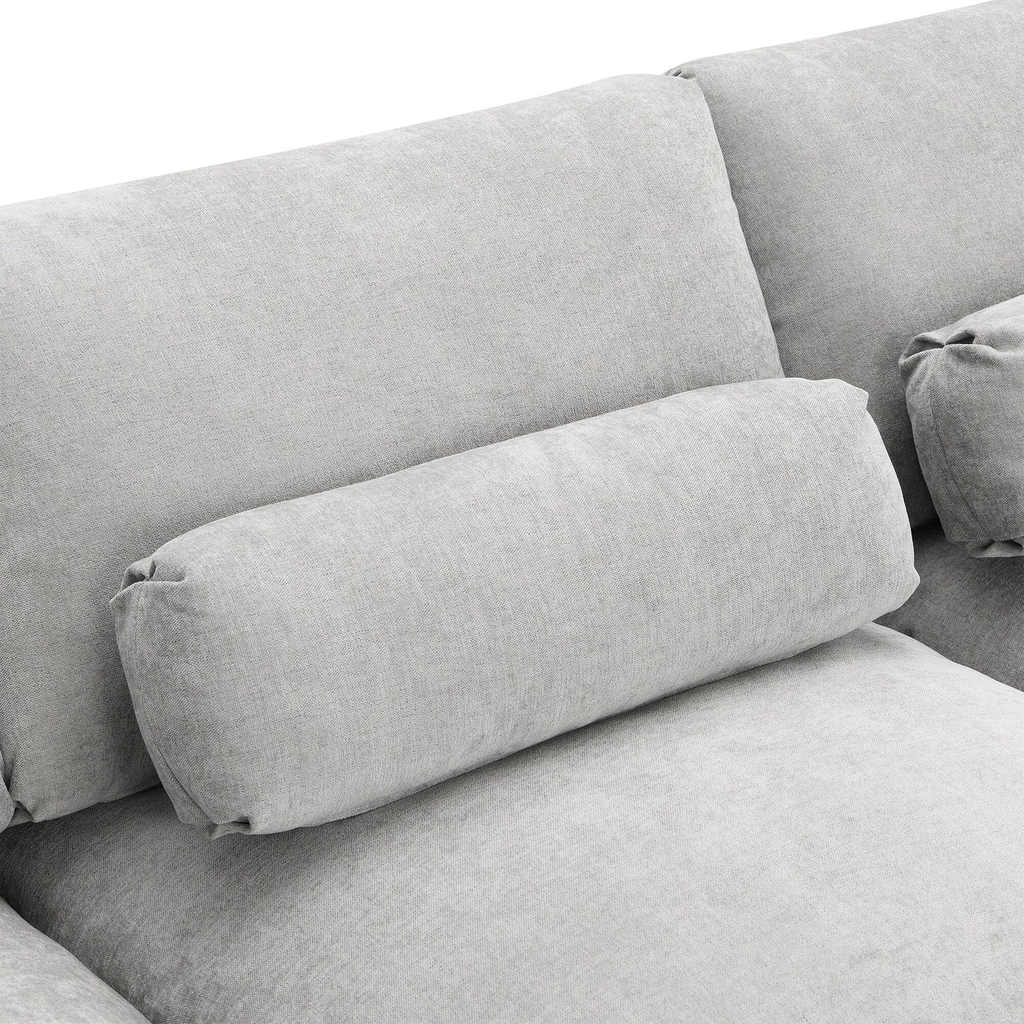 Canapé modulaire sectionnel en chenille avec poches de rangement, ensemble de canapé en U 5 places avec coussins, canapé Cloud avec 2 poufs amovibles