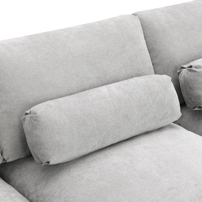 Canapé modulaire sectionnel en chenille avec poches de rangement, ensemble de canapé en U 5 places avec coussins, canapé Cloud avec 2 poufs amovibles