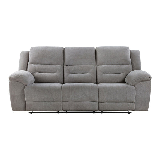 Canapé inclinable manuel rembourré en chenille avec accoudoirs coussinés, gris