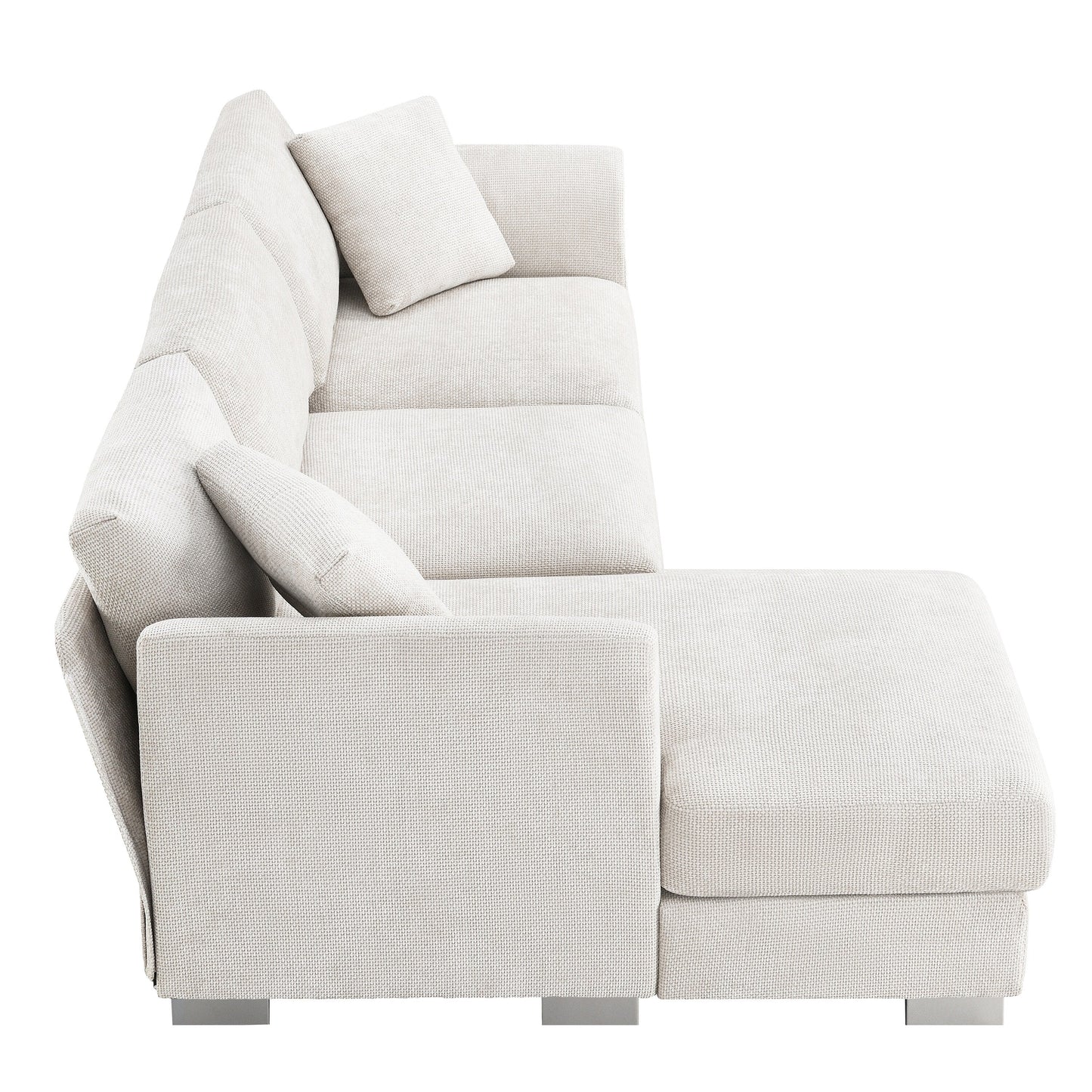 Canapé d'angle Cloud, ensemble de canapé de luxe en forme de L avec 2 coussins offerts, mobilier d'intérieur 4 places en chenille avec méridienne surdimensionnée