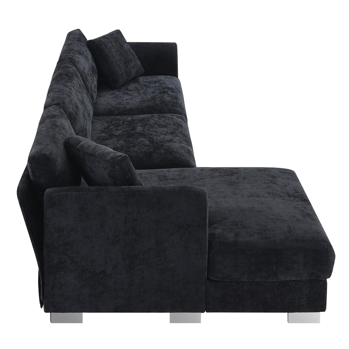 Canapé d'angle Cloud, ensemble de canapé de luxe en forme de L avec 2 coussins offerts, mobilier d'intérieur 4 places en chenille avec méridienne surdimensionnée