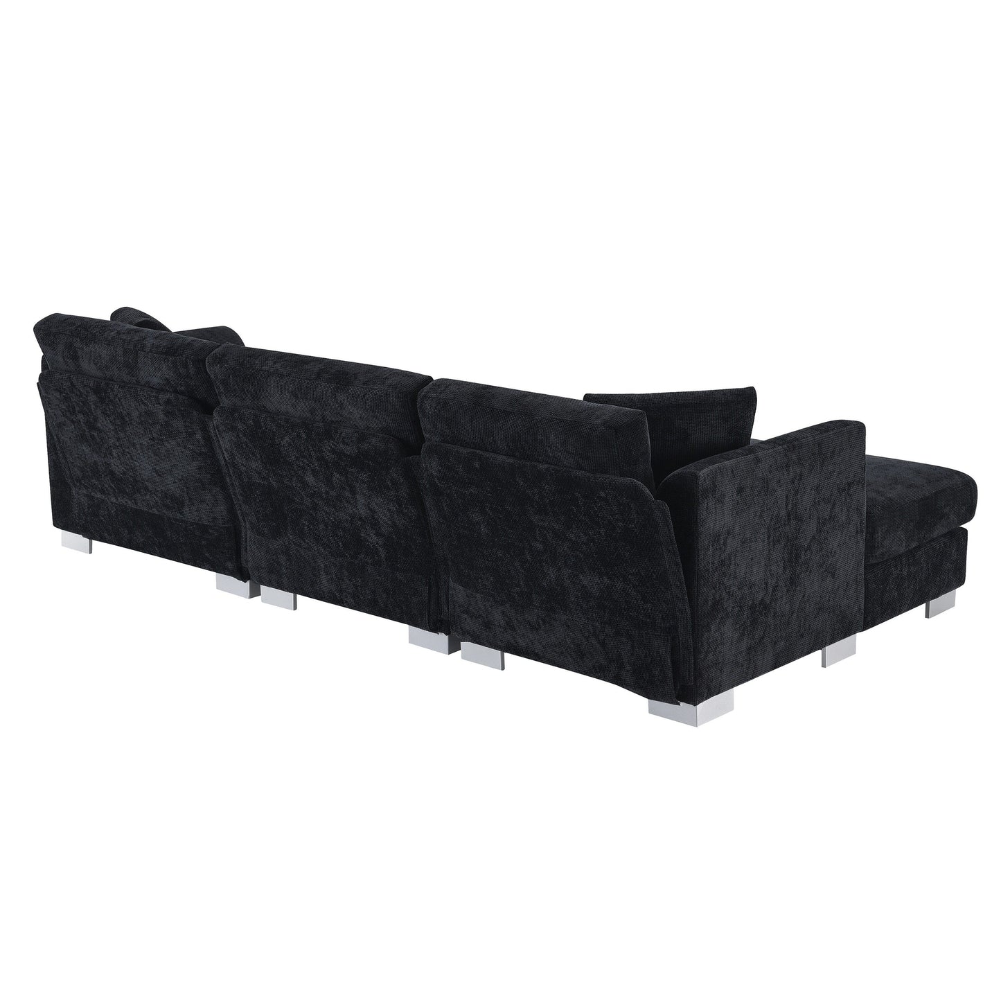 Canapé d'angle Cloud, ensemble de canapé de luxe en forme de L avec 2 coussins offerts, mobilier d'intérieur 4 places en chenille avec méridienne surdimensionnée