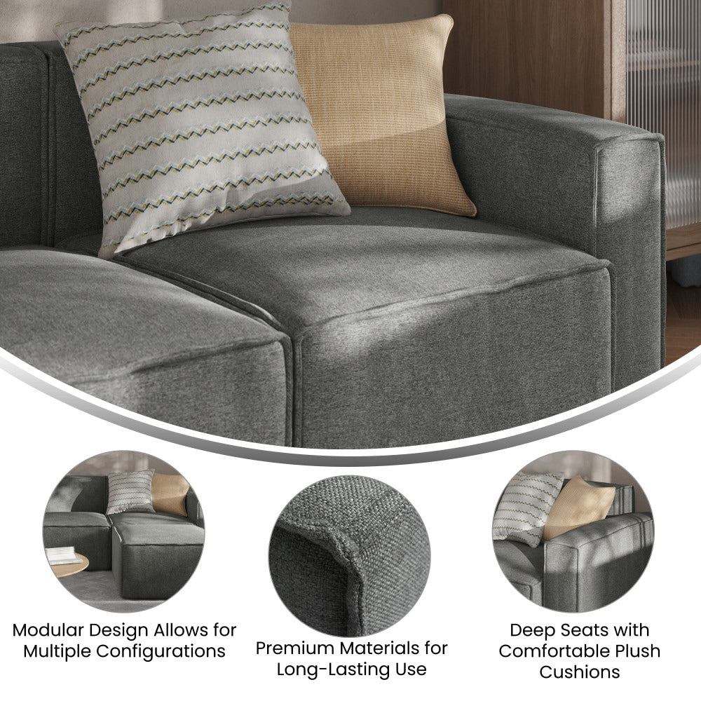 Canapé sectionnel modulaire contemporain, chaise côté droit avec accoudoir