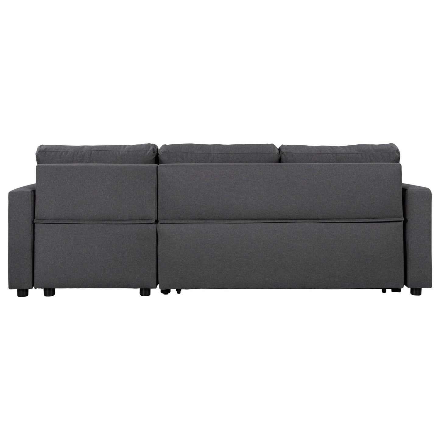 Canapé d'angle convertible en L avec lit gigogne et espace de rangement, 2 coussins décoratifs