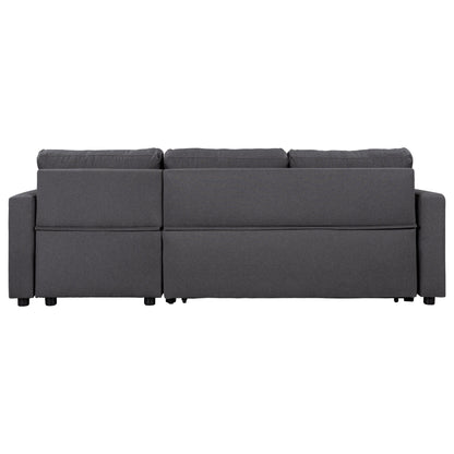 Canapé d'angle convertible en L avec lit gigogne et espace de rangement, 2 coussins décoratifs