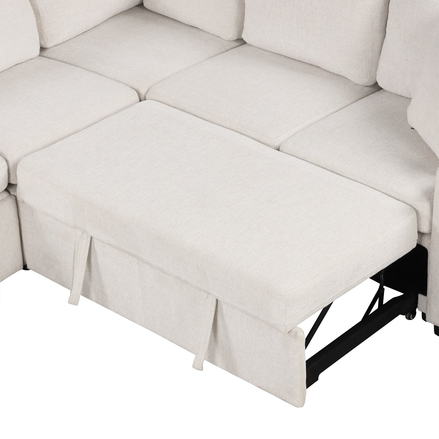Canapé convertible en U avec lit gigogne, ports USB et porte-gobelets pour le salon
