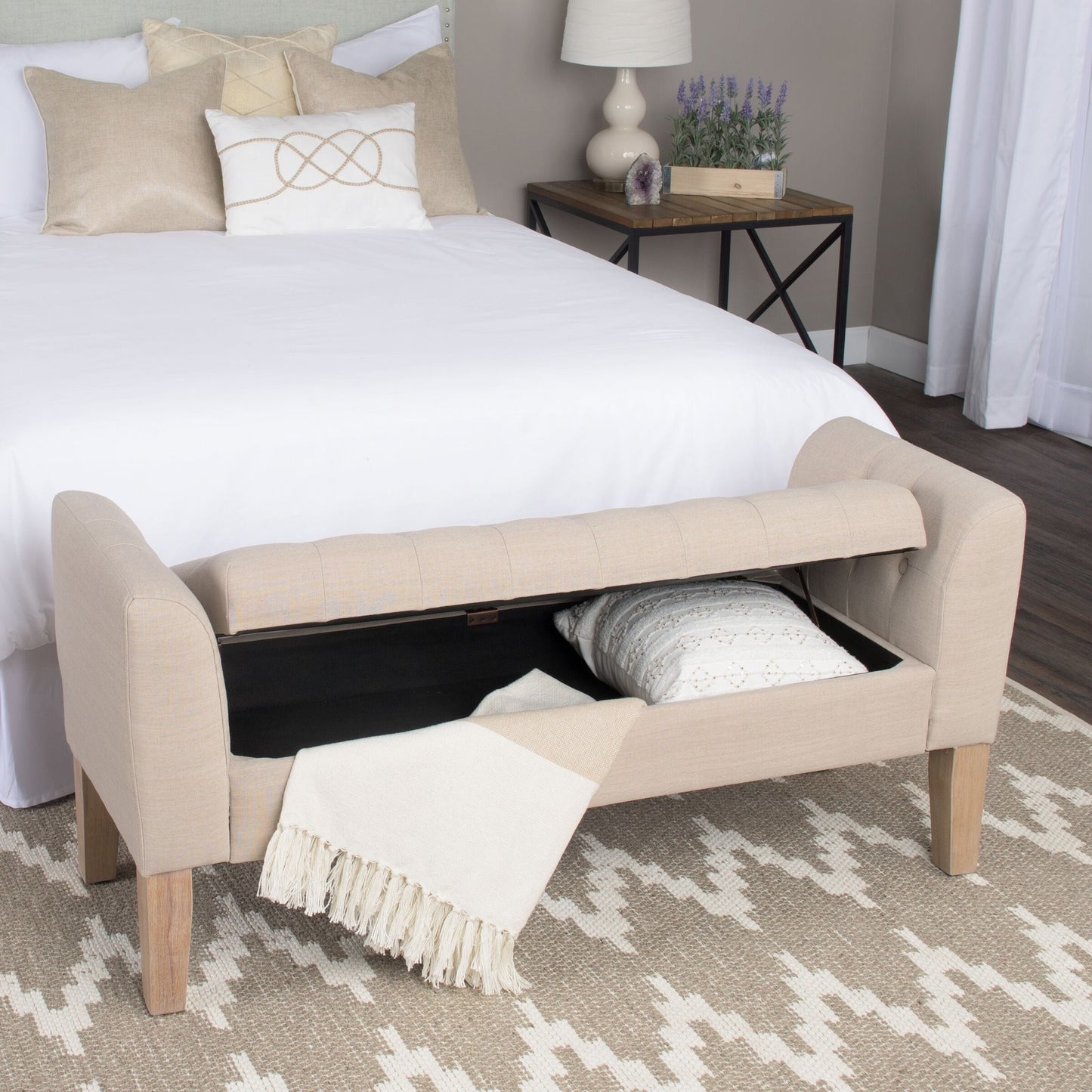 Banc de rangement capitonné Chugach Copper Grove Sand Dune