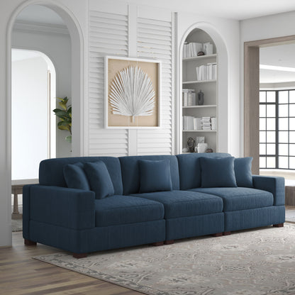 Canapé modulable sectionnel en velours côtelé avec oreillers