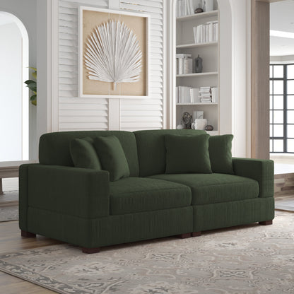 Canapé modulable sectionnel en velours côtelé avec oreillers