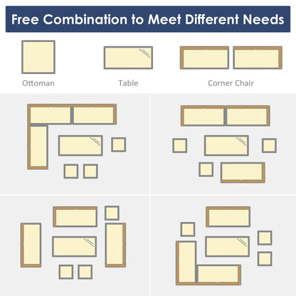 Ensemble de salle à manger d'extérieur Costway 7 pièces en rotin, comprenant canapé d'angle, pouf et fauteuil - Voir les détails