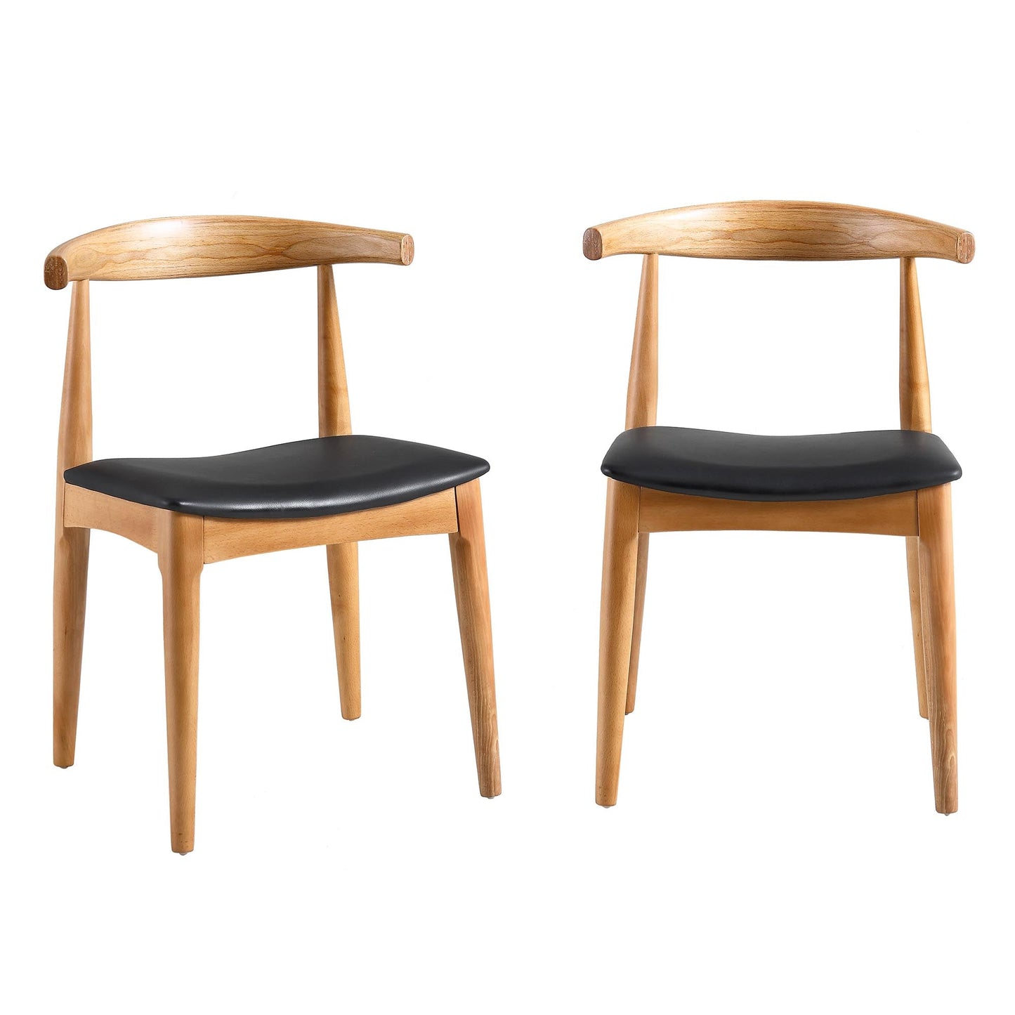 Ensemble de 2 chaises de salle à manger Arley en bois de hêtre, naturel et noir