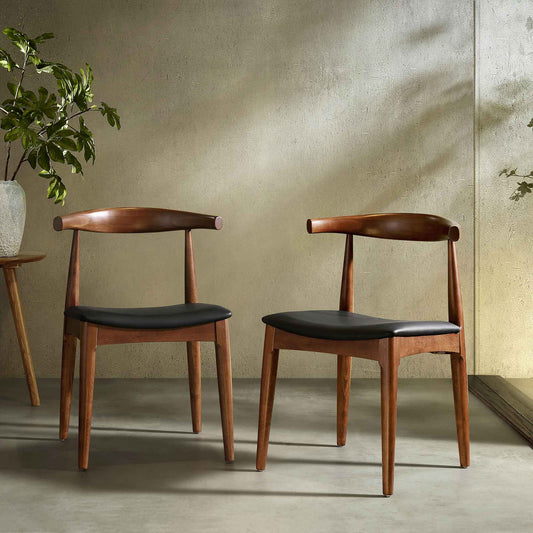 Ensemble de 2 chaises de salle à manger Arley en bois de hêtre, noyer et noir