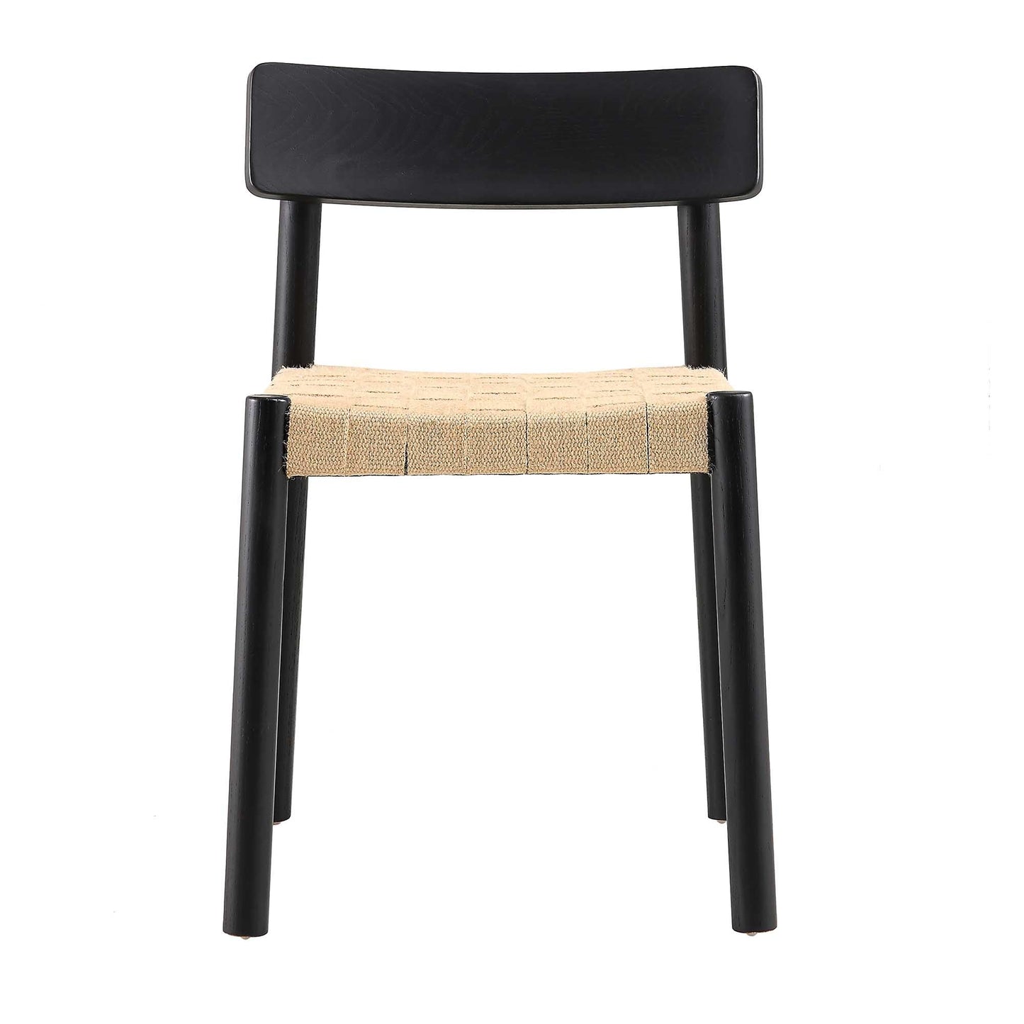Ensemble de 2 chaises de salle à manger Ditton en bois d'orme et jute, noir