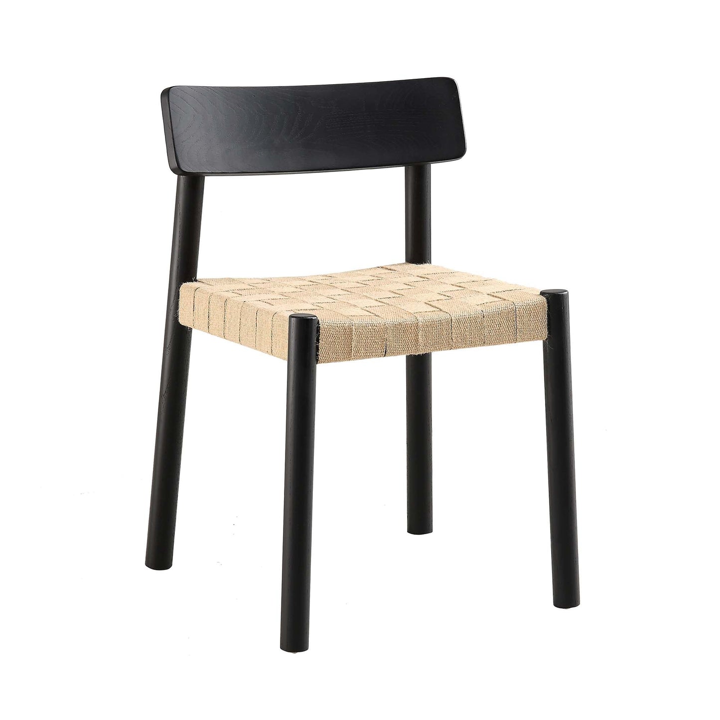 Ensemble de 2 chaises de salle à manger Ditton en bois d'orme et jute, noir