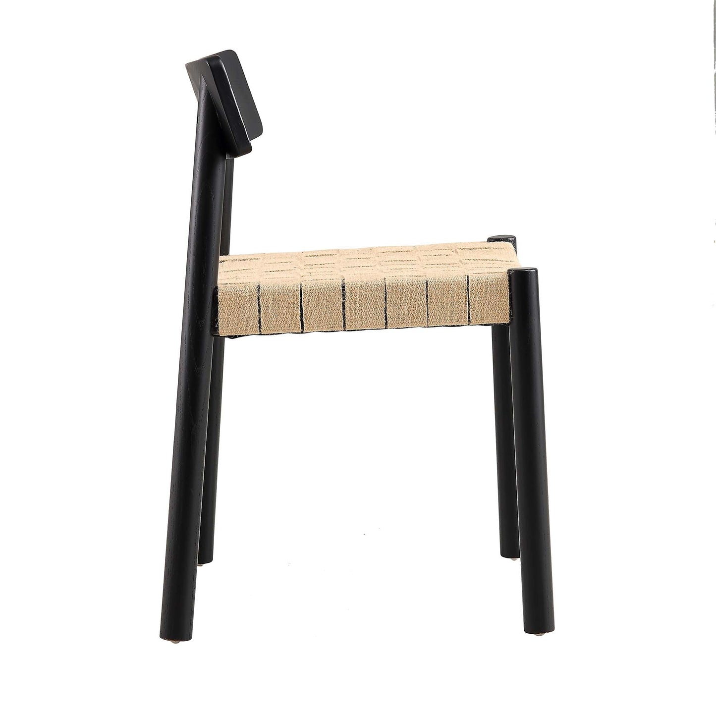 Ensemble de 2 chaises de salle à manger Ditton en bois d'orme et jute, noir