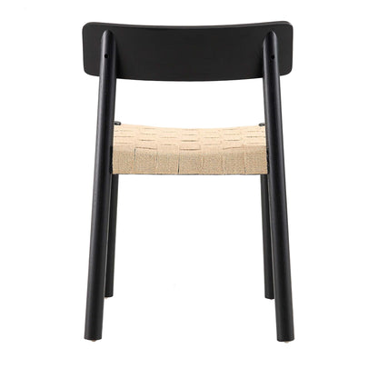 Ensemble de 2 chaises de salle à manger Ditton en bois d'orme et jute, noir