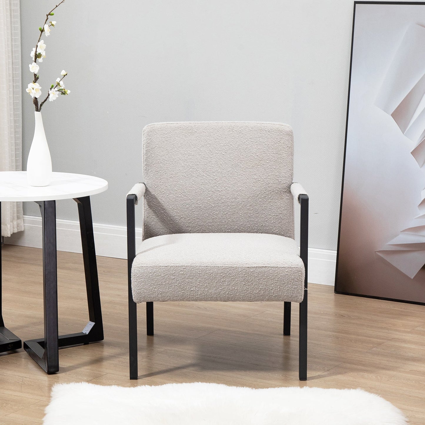 Chaise d'appoint Hatton avec cadre en acier et boucle (gris)
