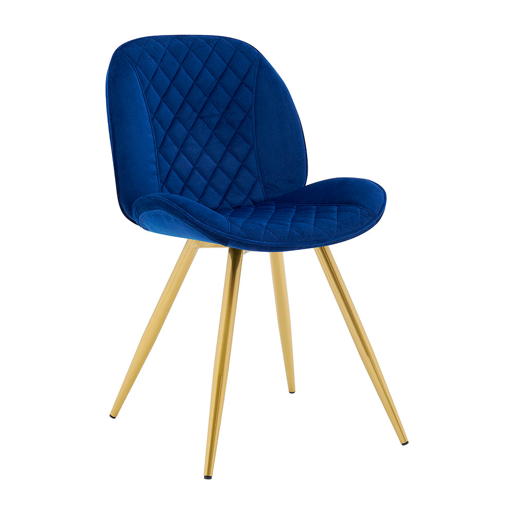 Ensemble de 2 chaises de salle à manger Cosford Diamond Stitch (velours bleu)