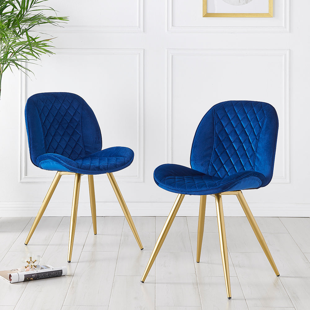 Ensemble de 2 chaises de salle à manger Cosford Diamond Stitch (velours bleu)