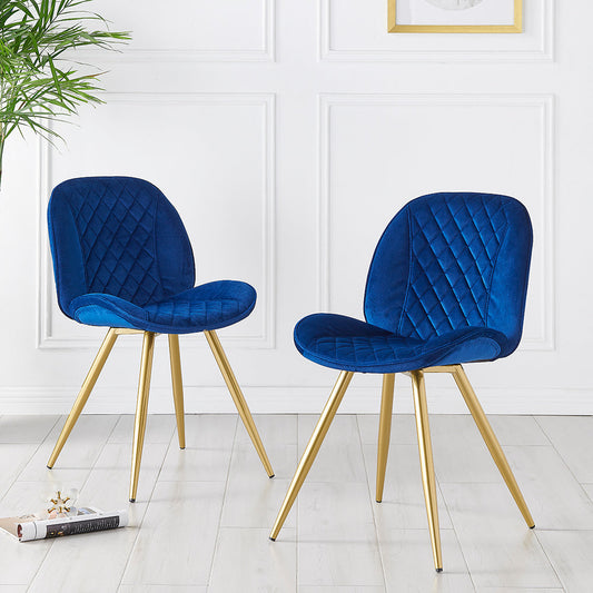 Ensemble de 2 chaises de salle à manger Cosford Diamond Stitch (velours bleu)