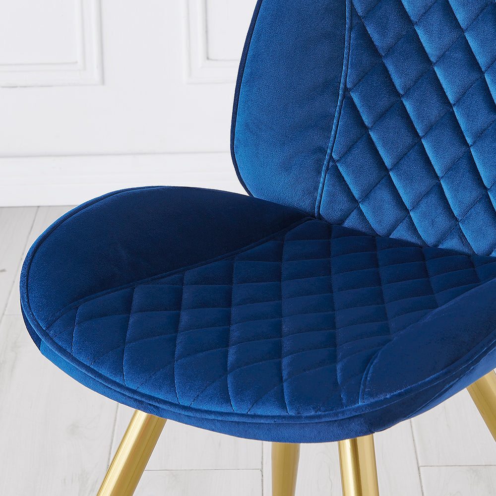 Ensemble de 2 chaises de salle à manger Cosford Diamond Stitch (velours bleu)