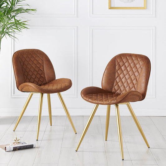 Ensemble de 2 chaises de salle à manger Cosford Diamond Stitch (tissu effet cuir beige vintage)