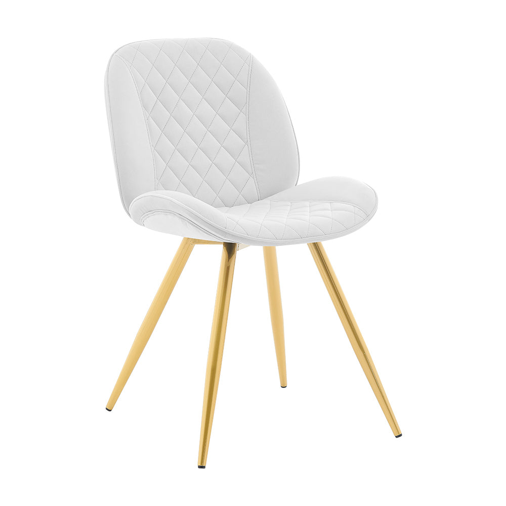 Ensemble de 2 chaises de salle à manger Cosford Diamond Stitch (velours blanc crème)