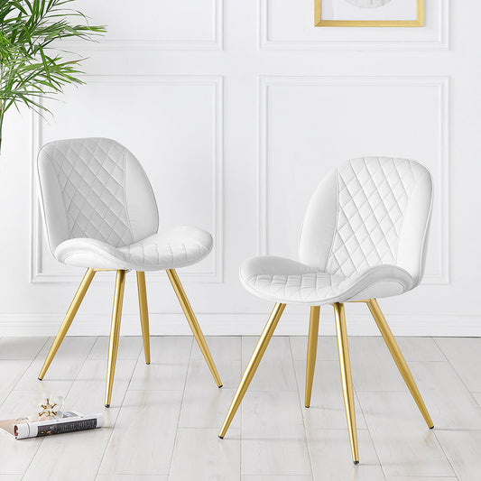 Ensemble de 2 chaises de salle à manger Cosford Diamond Stitch (velours blanc crème)