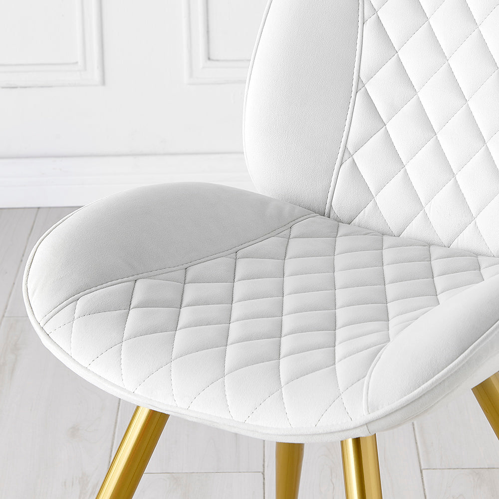 Ensemble de 2 chaises de salle à manger Cosford Diamond Stitch (velours blanc crème)