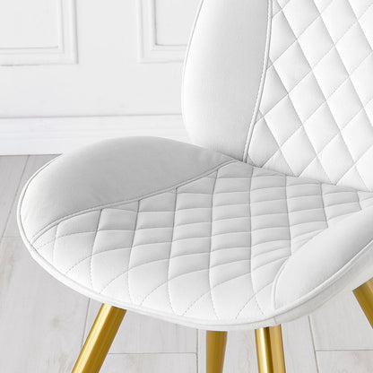 Ensemble de 2 chaises de salle à manger Cosford Diamond Stitch (velours blanc crème)