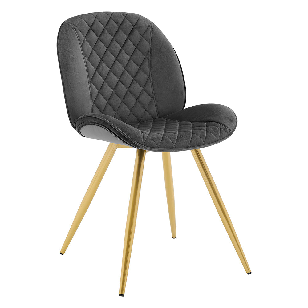 Ensemble de 2 chaises de salle à manger Cosford Diamond Stitch (velours gris)