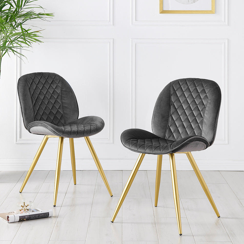Ensemble de 2 chaises de salle à manger Cosford Diamond Stitch (velours gris)