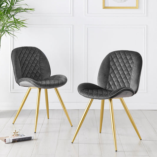 Ensemble de 2 chaises de salle à manger Cosford Diamond Stitch (velours gris)
