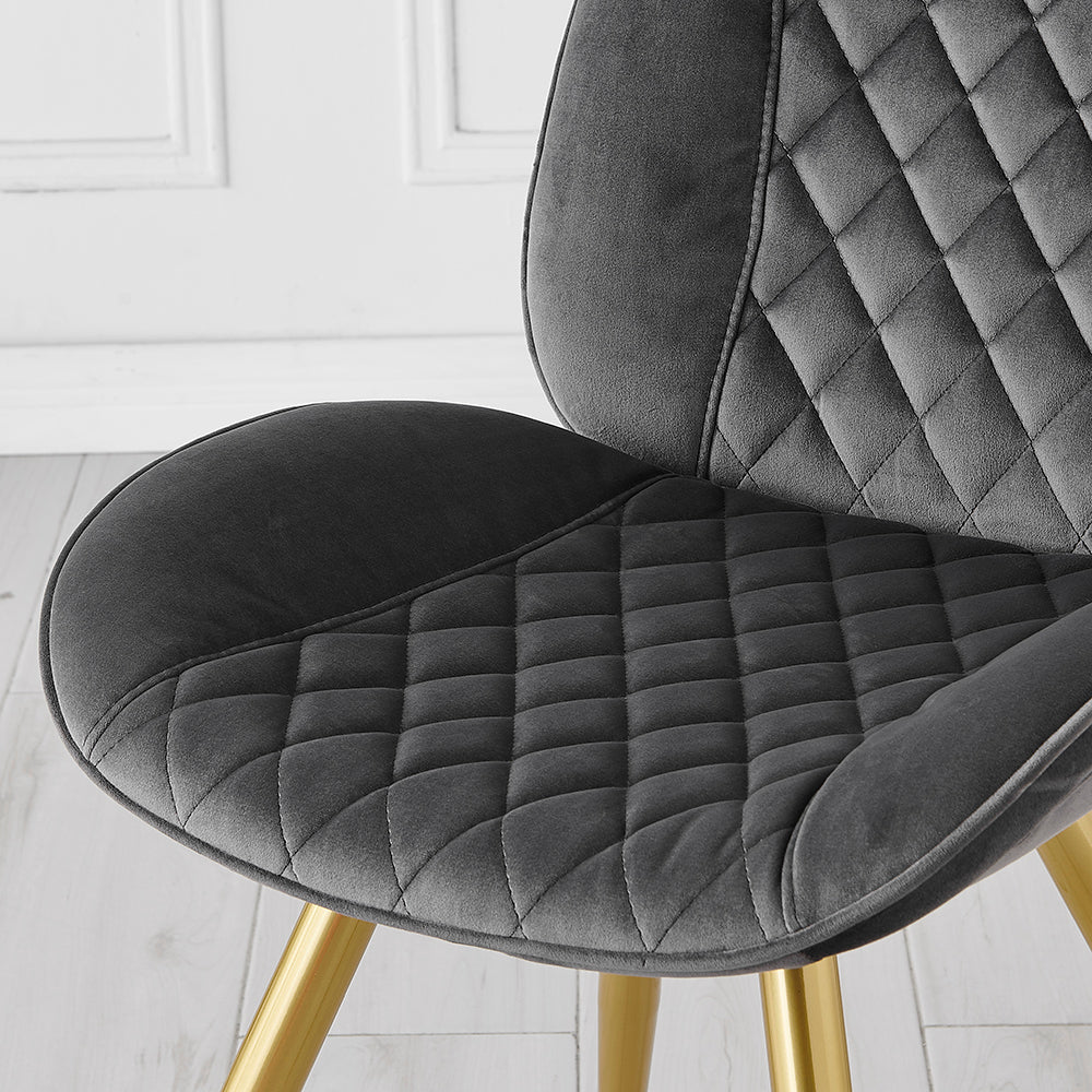 Ensemble de 2 chaises de salle à manger Cosford Diamond Stitch (velours gris)