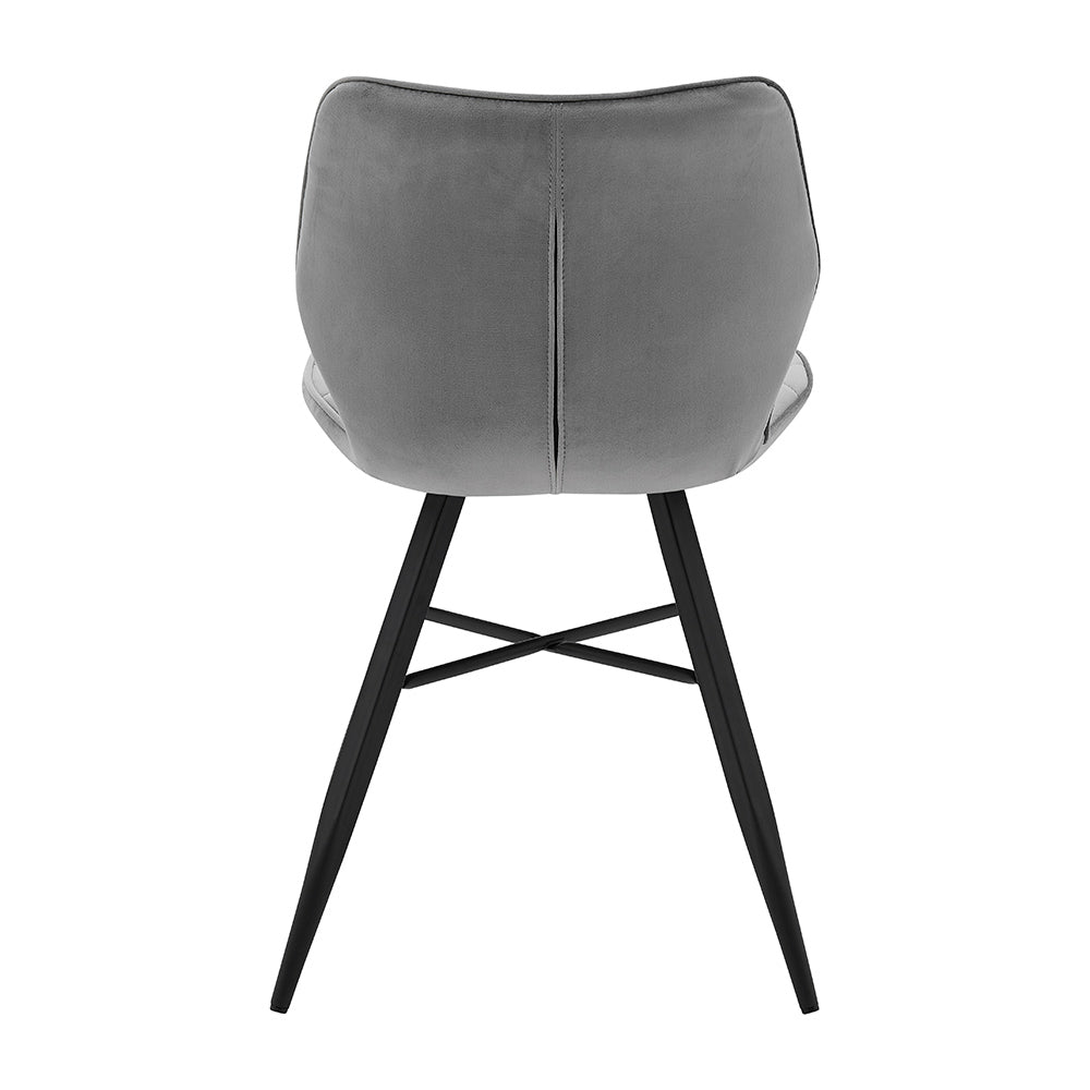 Lot de 2 chaises de salle à manger Ampney en velours gris clair avec pieds en métal et motif diamant
